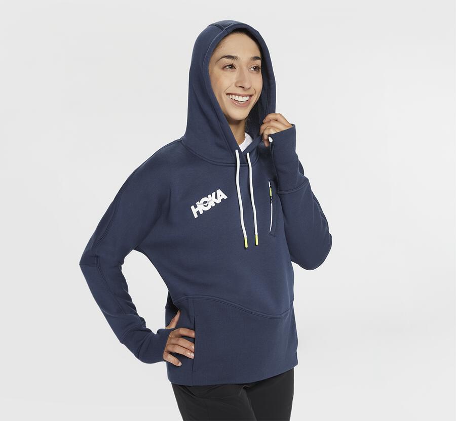 Hoodie Womens - Hoka One One Performance - Navy - PHCUIRX-90